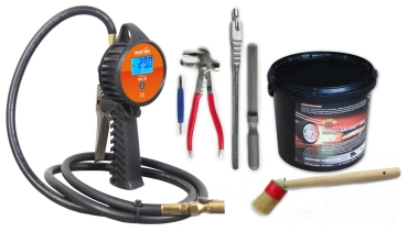 Reifenmontage Set mit Profi Reifenfüller 5kg Montagepaste + Werkzeug