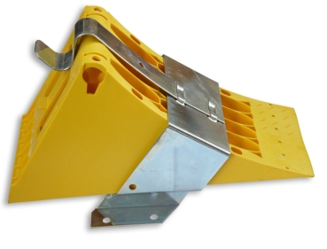Unterlegkeil Hemmschuh G46 mit Gleitschutz + Halterung Metall LKW Radlast 5t DIN 76051 Set