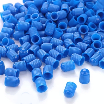 100x Valve caps blue plastic
