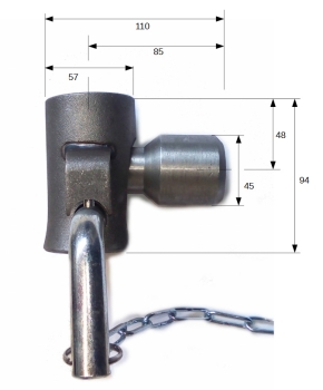 3-Way Tilting Bearings 43mm complete-set with welding ball & security bolt - three-way tipper