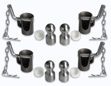 3-Way Tilting Bearings 43mm complete-set with welding ball & security bolt - three-way tipper