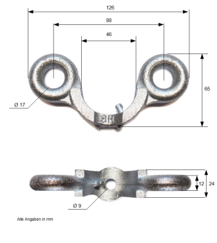 Holder 2 wholes - partition wall  - galvanized - (horse trailer)