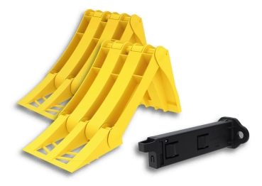 2x Hemmschuh Unterlegkeil Origamy 36 klappbar mit Gleitschutz + Doppelhalterung  3500kg 3,2t PKW Anhänger Lokhen
