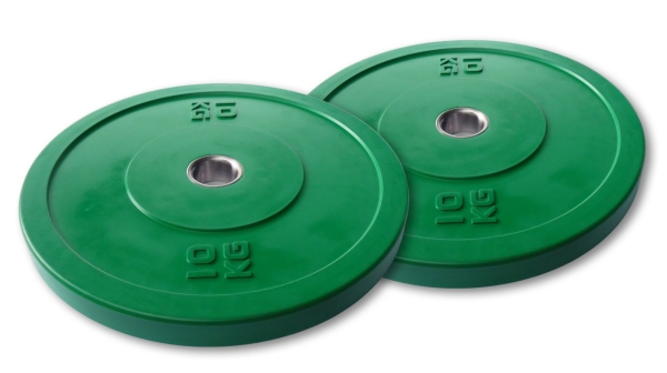 2x 10 kg Bumper Plates  Olympia 50mm Hantelscheibe Gewichtsscheiben GRÜN