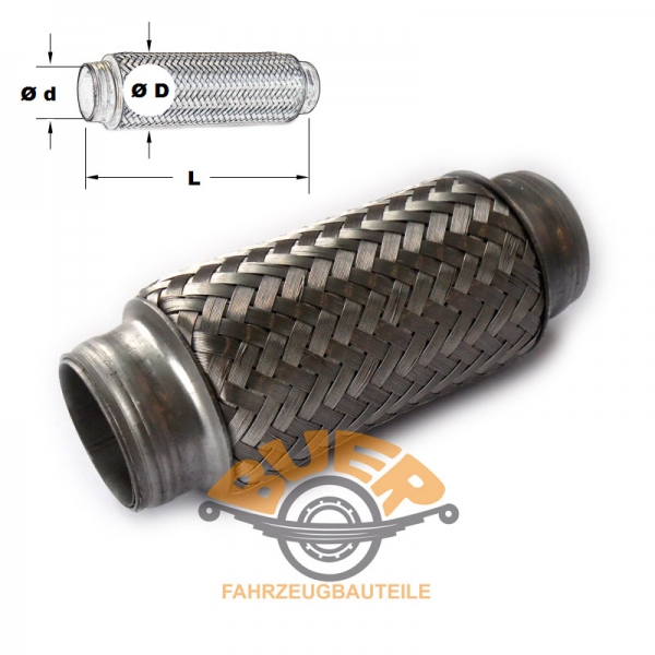 Ø 45 x 94 mm Flexrohr Flexibles Auspuffrohr Hosenrohr Edelstahl