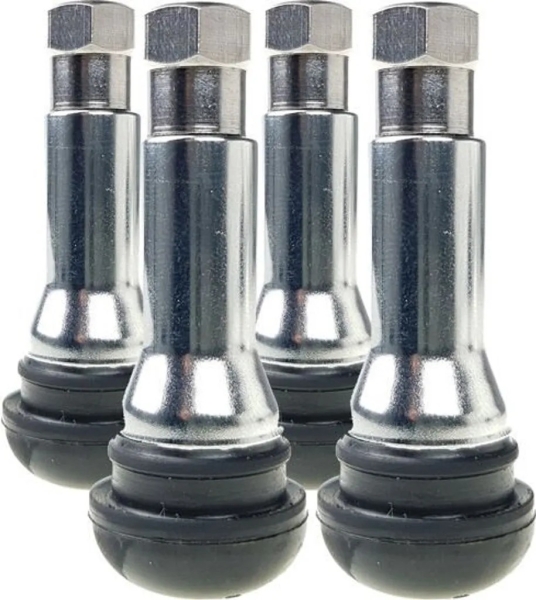 4x TR414 Gummiventile, Snap-In, Ventile für Schlauchlose Reifen , CHROM