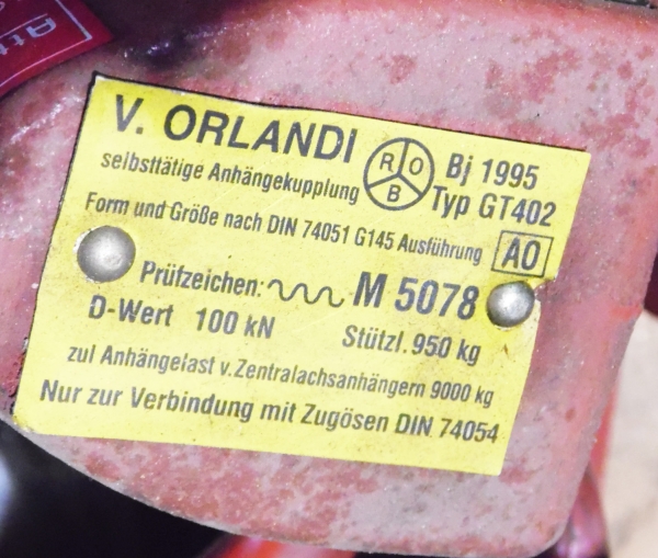 Truck trailer coupling 40mm 9t ,100kN - V. Orlandi - GT402