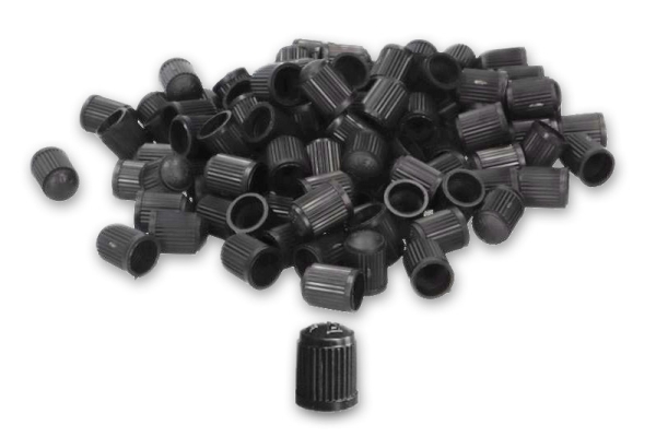 100x Valve caps black plastic