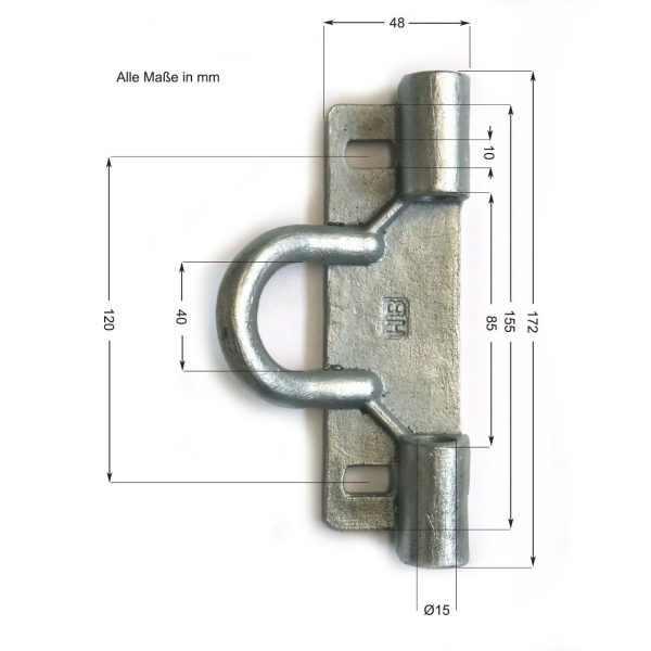 Side wall bracket at the front with lanyard for chest bar in the horse trailer / horse transporter
