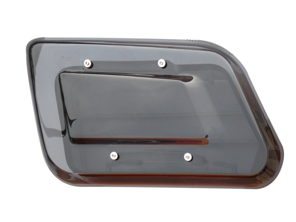 Replacement pane glass for horse trailer window asymmetric right [700 x 390 x 35 mm] - SMOKE