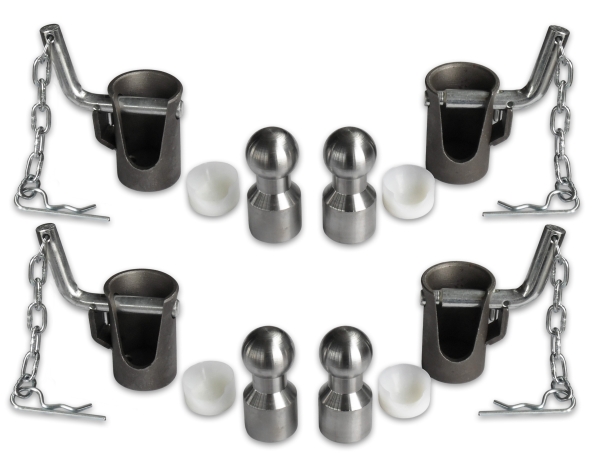 Kugelkipplager Kipplager Ø 43 mm 4-er Set für Dreiseitenkipper Anhänger mit Steckbolzen
