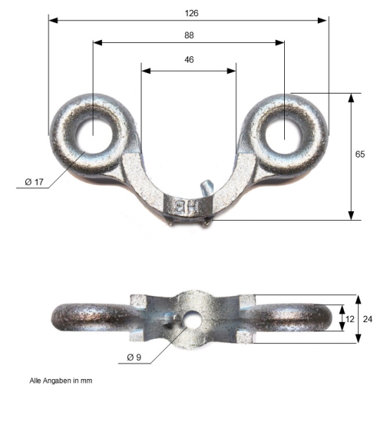 Holder 2 wholes - partition wall  - galvanized - (horse trailer)
