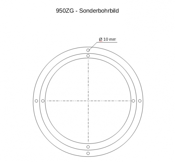950 mm Kugellenkkranz Drehkranz 4t HB 950 ZG, 950ZG - gebohrt Sonderbohrbild