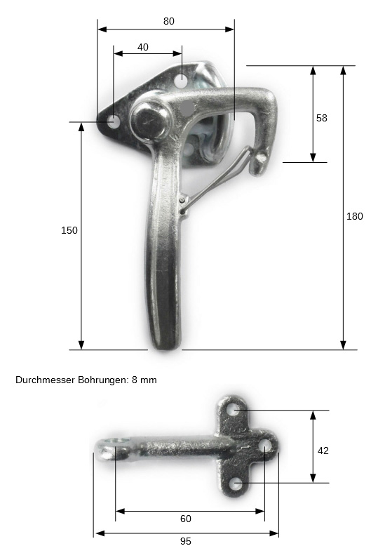 Buer KG-Shop - Winkelhebelverschluß Bordwandverschluß Gr. 0 mit  Federsicherung re & li und Einfallöse Set - PKW Anhänger