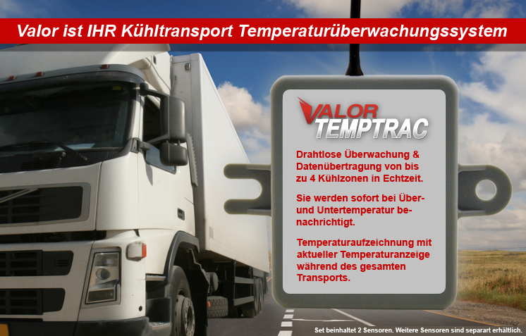 Valor TempTrac reliably measures trailer or reefer temeperature in real time